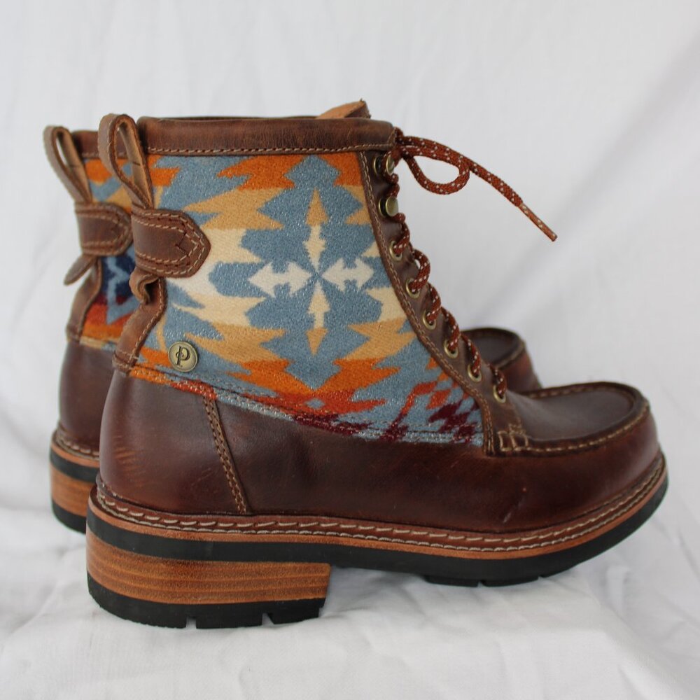 Pendelton Clarks leather wool Aztec blanket Ottawa Peak Boot Hiking lace up 9 - Picture 5 of 11